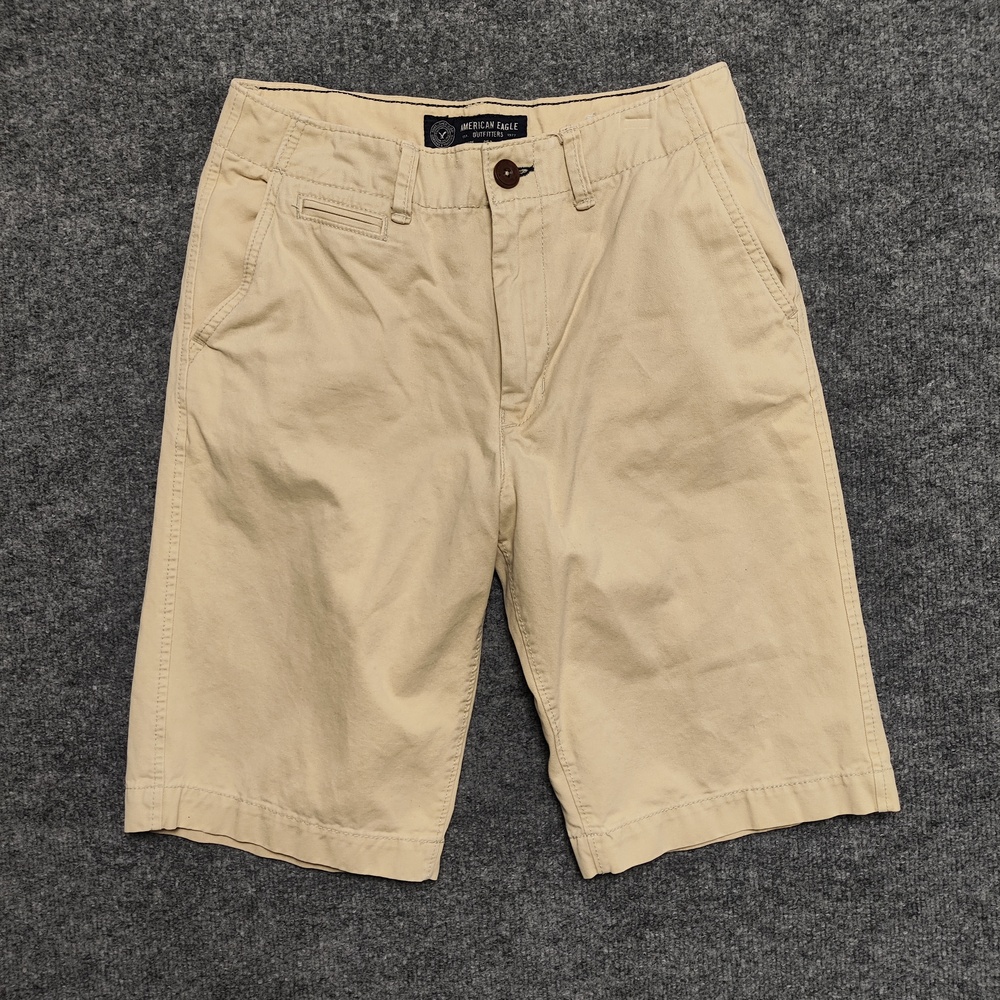 American Eagle Outfitters Shorts Mens 28 Beige Chino Canvas Flat Front Casual